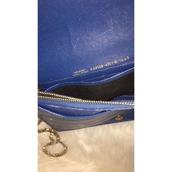 Balenciaga Blue Crocodile Embossed Leather Wallet on Chain Bag - Picture 5 of 11